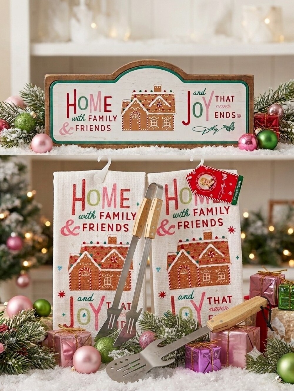 DOLLY Collection Holiday Bundle Guitar Shaped BBQ Turner & Tongs Towels Sign